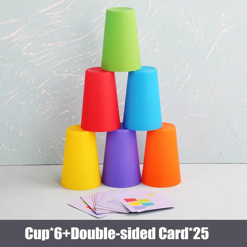 Stacking Cup Game Toys With Card - Montessori Vision