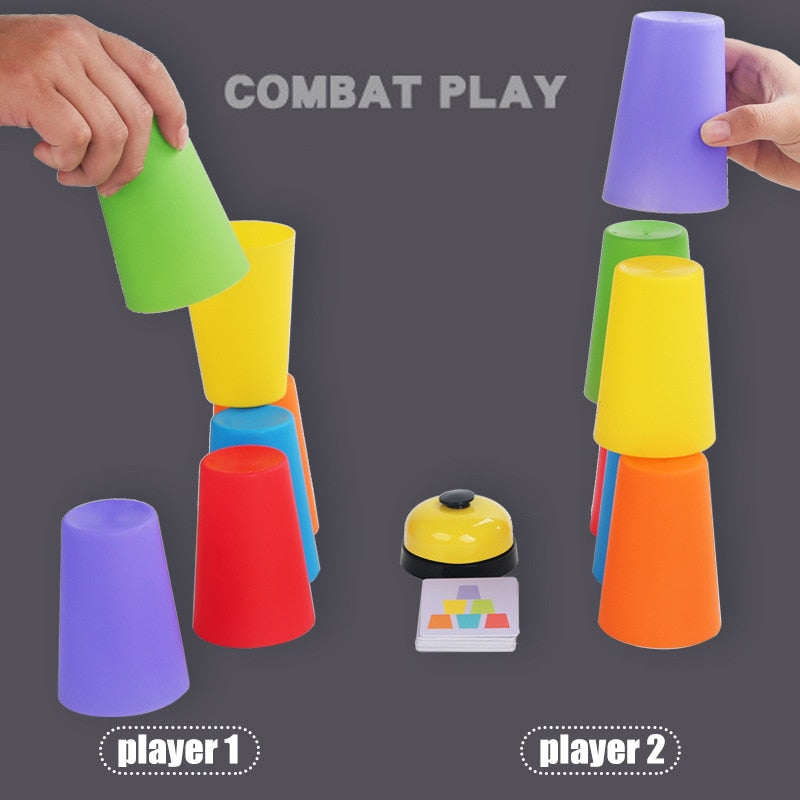 Stacking Cup Game Toys With Card - Montessori Vision