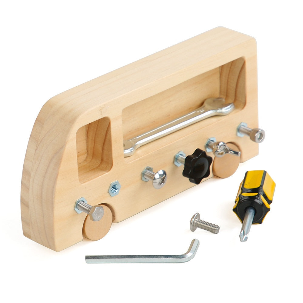 Kids Educational Wooden Busy Bus Toys - Montessori Vision