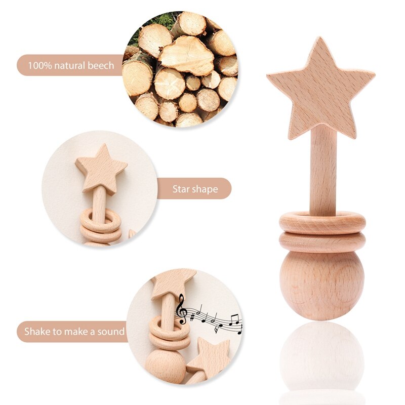 Rattle Wood Teething Rodent Nursing Toys - Montessori Vision