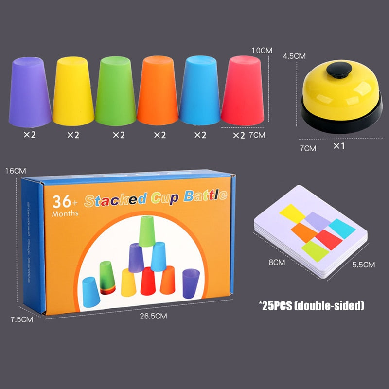 Stacking Cup Game Toys With Card - Montessori Vision