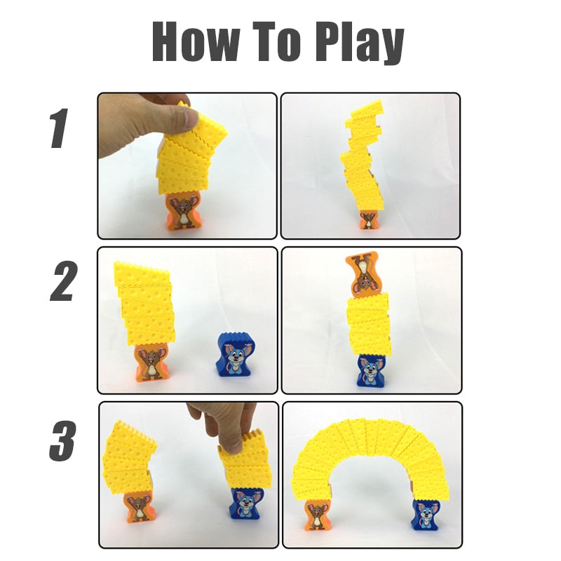 Cheese And Mouse Stacking Building Blocks Game - Montessori Vision
