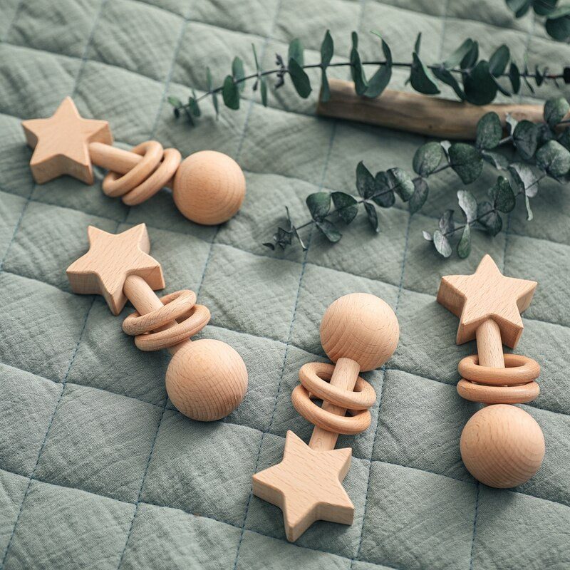 Rattle Wood Teething Rodent Nursing Toys - Montessori Vision
