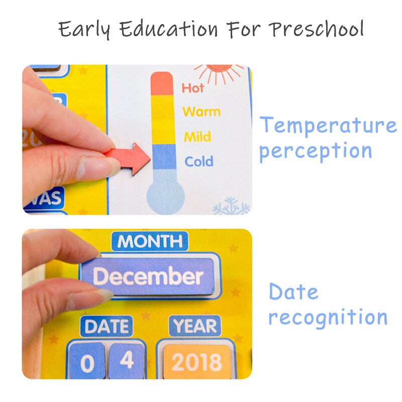 Children's Magnetic Weather Calendar Wooden Board - Montessori Vision