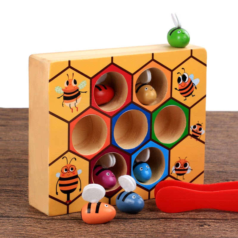 Montessori Early Education Wooden Beehive Game - Montessori Vision