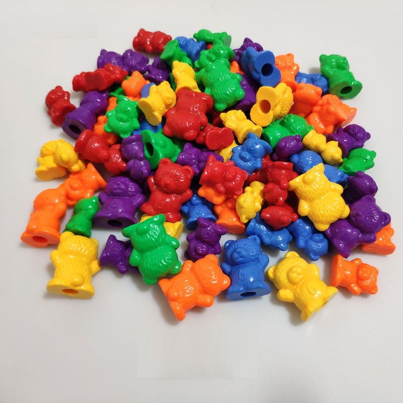 Rainbow Weight Counting Bear With Stacking Cups - Montessori Vision