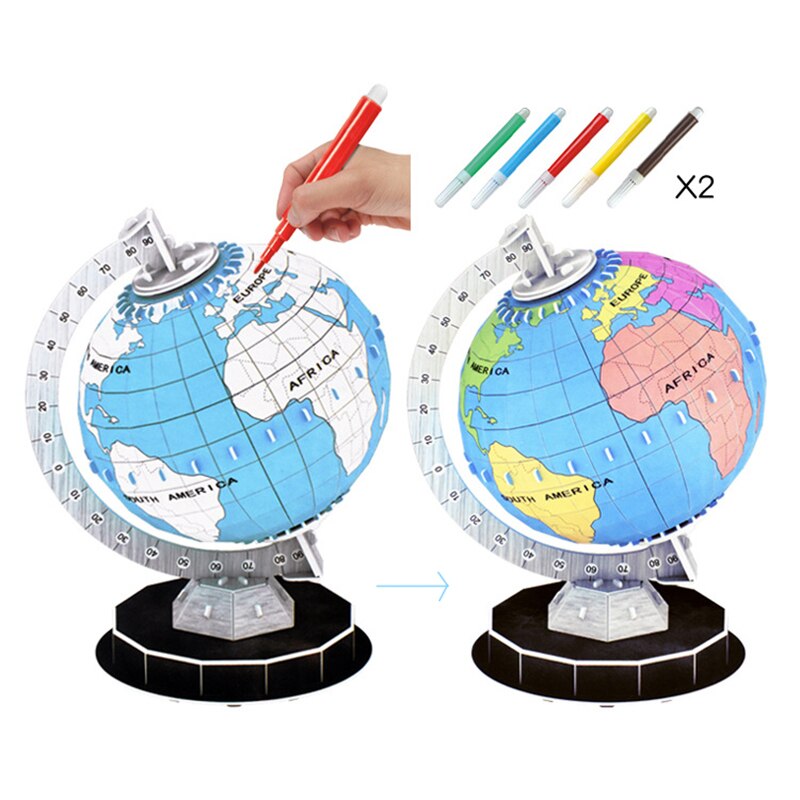Planet Earth painting coloring Globe Toy - Montessori Vision