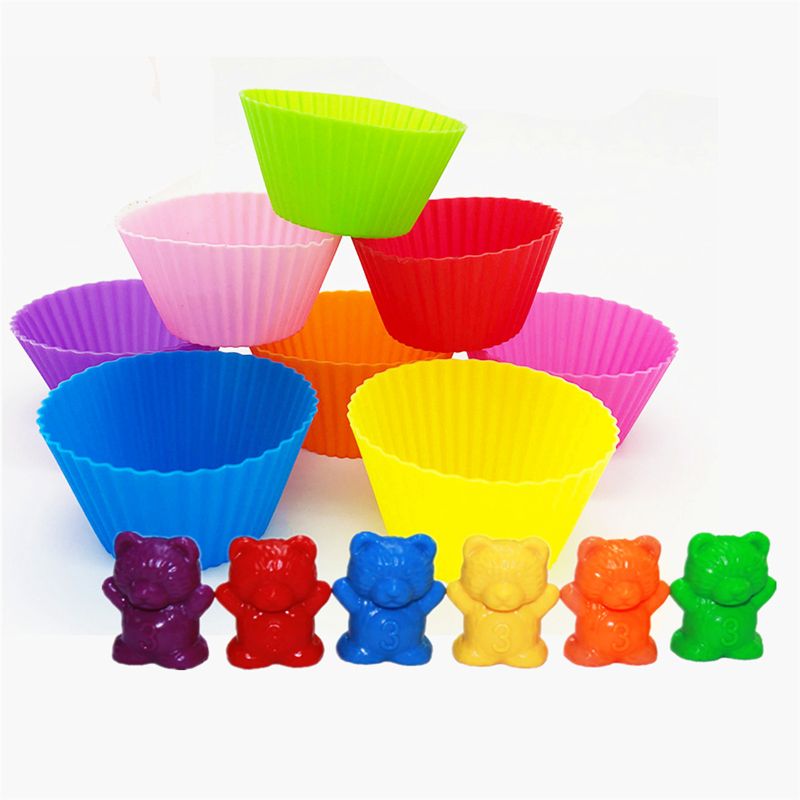 Rainbow Weight Counting Bear With Stacking Cups - Montessori Vision