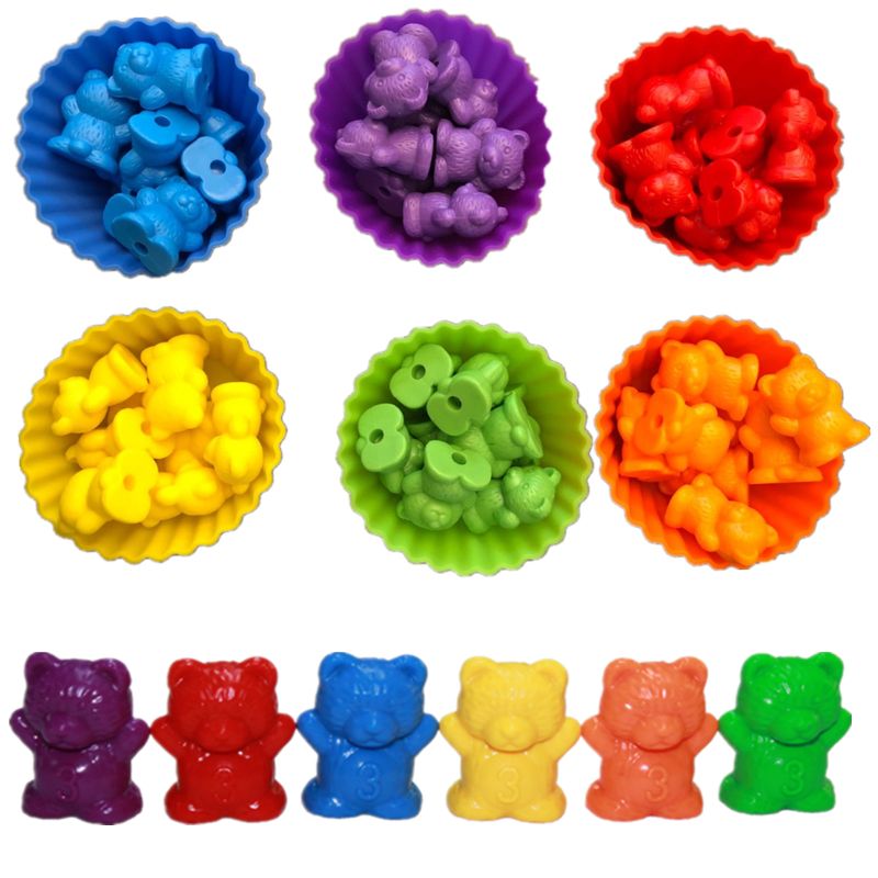 Rainbow Weight Counting Bear With Stacking Cups - Montessori Vision