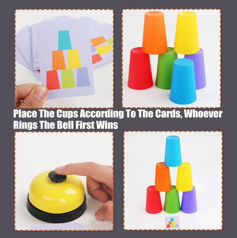 Stacking Cup Game Toys With Card - Montessori Vision