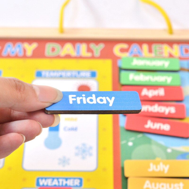 Children's Magnetic Weather Calendar Wooden Board - Montessori Vision