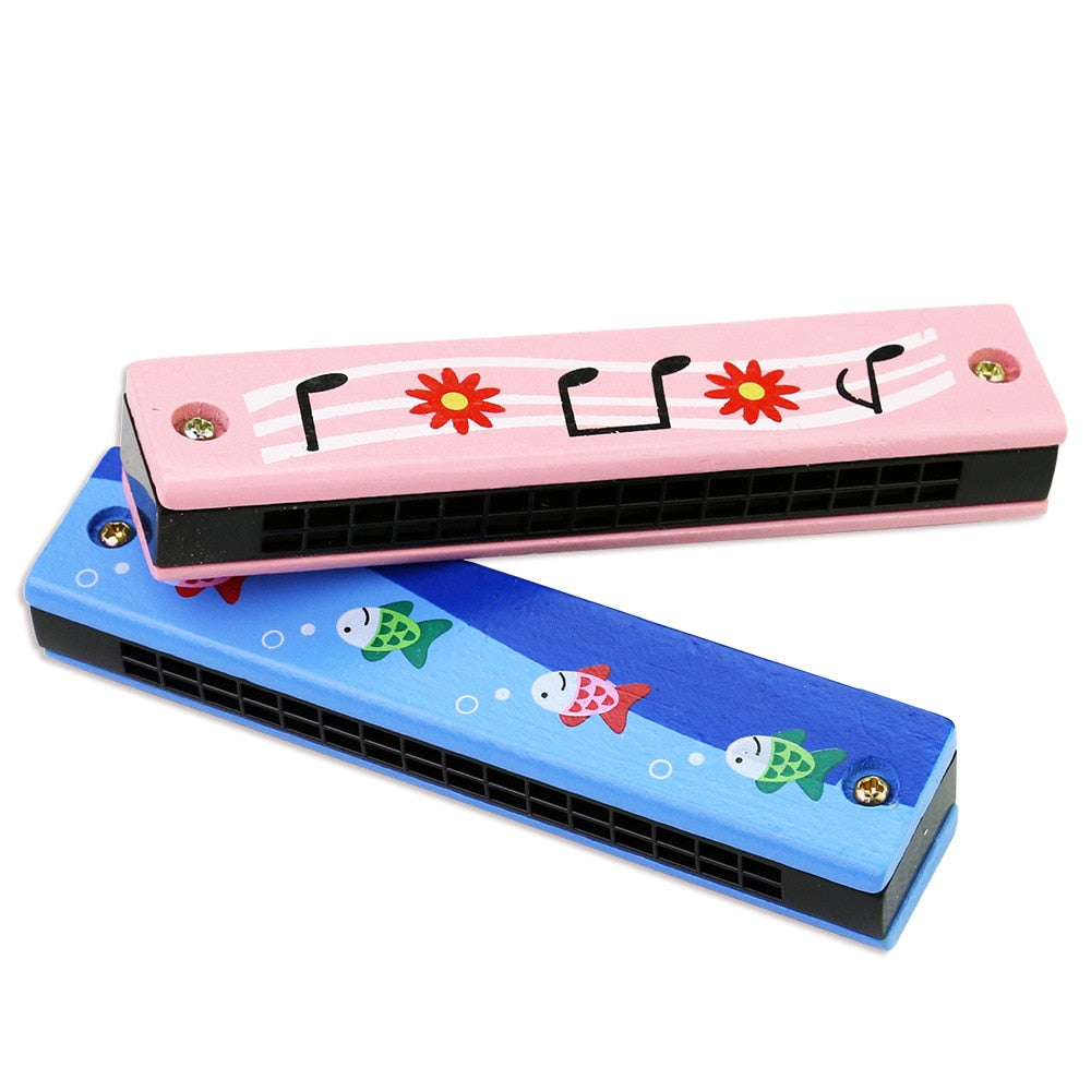 Kids Harmonica Wooden Double Row Blowable Toys - Montessori Vision