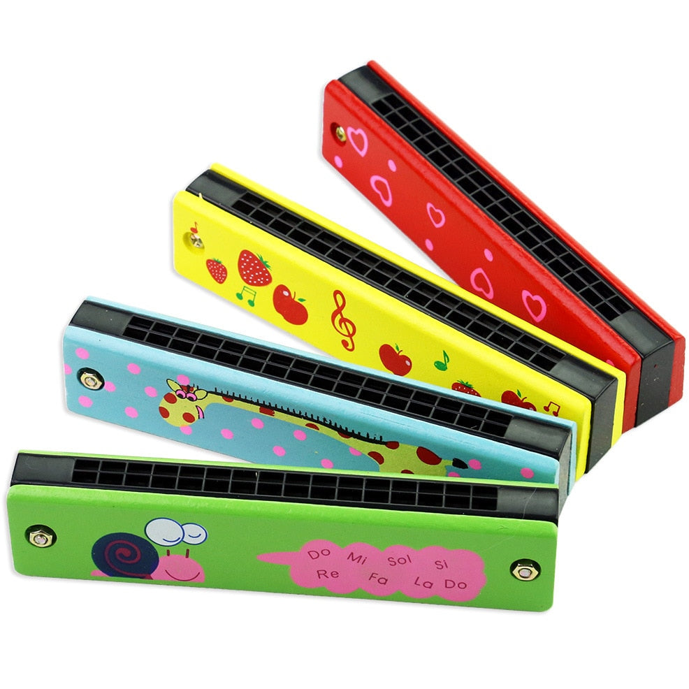 Kids Harmonica Wooden Double Row Blowable Toys - Montessori Vision