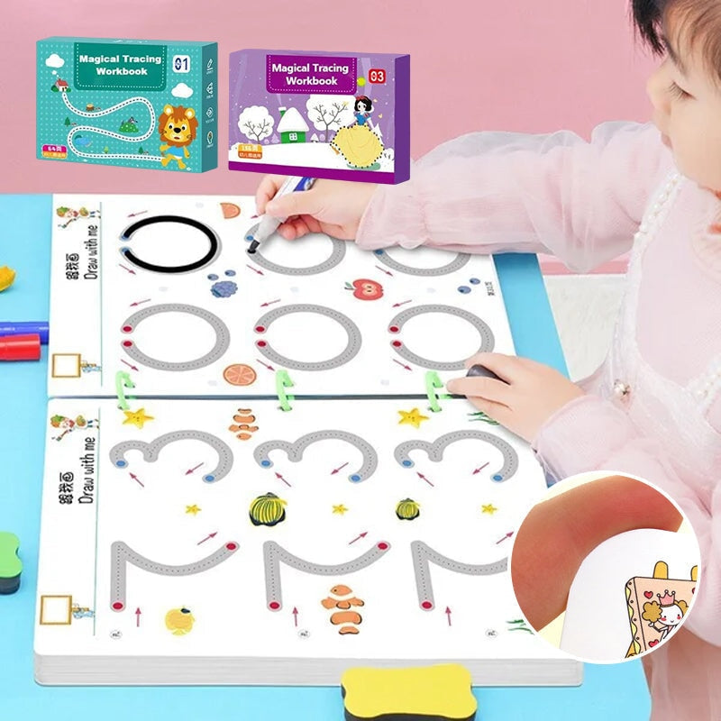 Magical Tracing Workbook Set Fine Movement Teaching Toddler Writing  Practice Reusable Writing Practice Book, For Preschool Kids