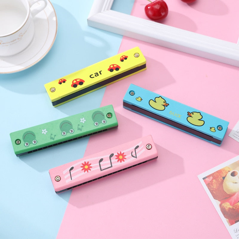 Kids Harmonica Wooden Double Row Blowable Toys - Montessori Vision