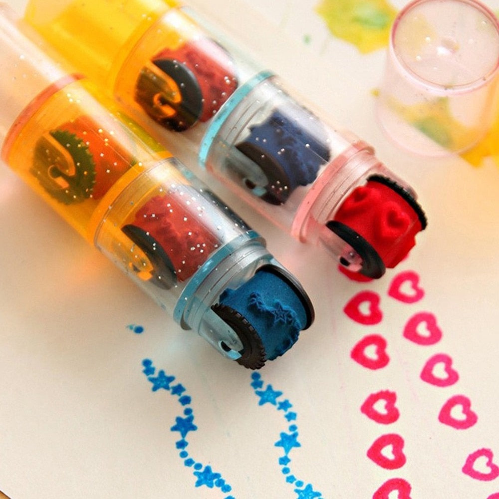 Mini Ink Stamp Roller Diary Seal Art Toys - Montessori Vision