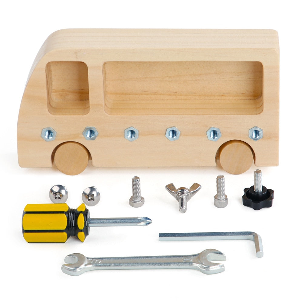 Kids Educational Wooden Busy Bus Toys - Montessori Vision