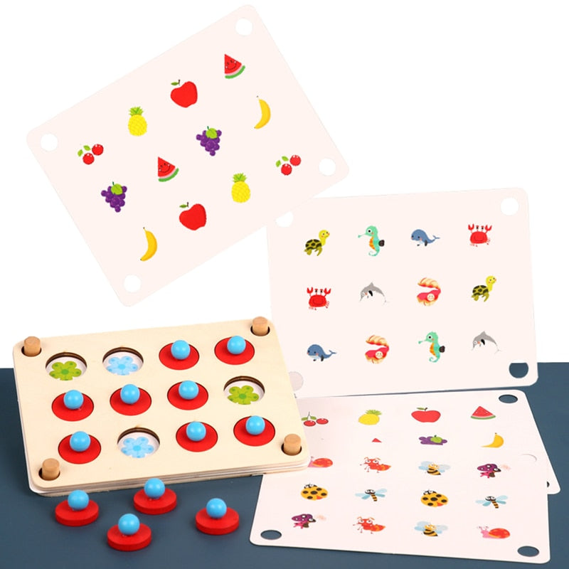 Wooden Match Fruit Animals Interactive Toy - Montessori Vision