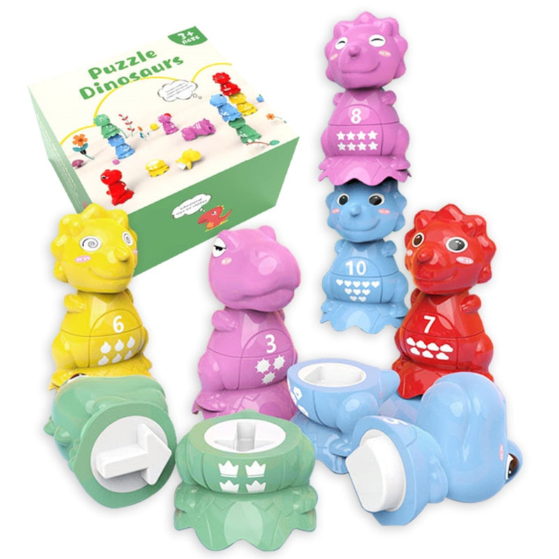 Dinosaur Geometry Sorter Numbers Matching Toy - Montessori Vision