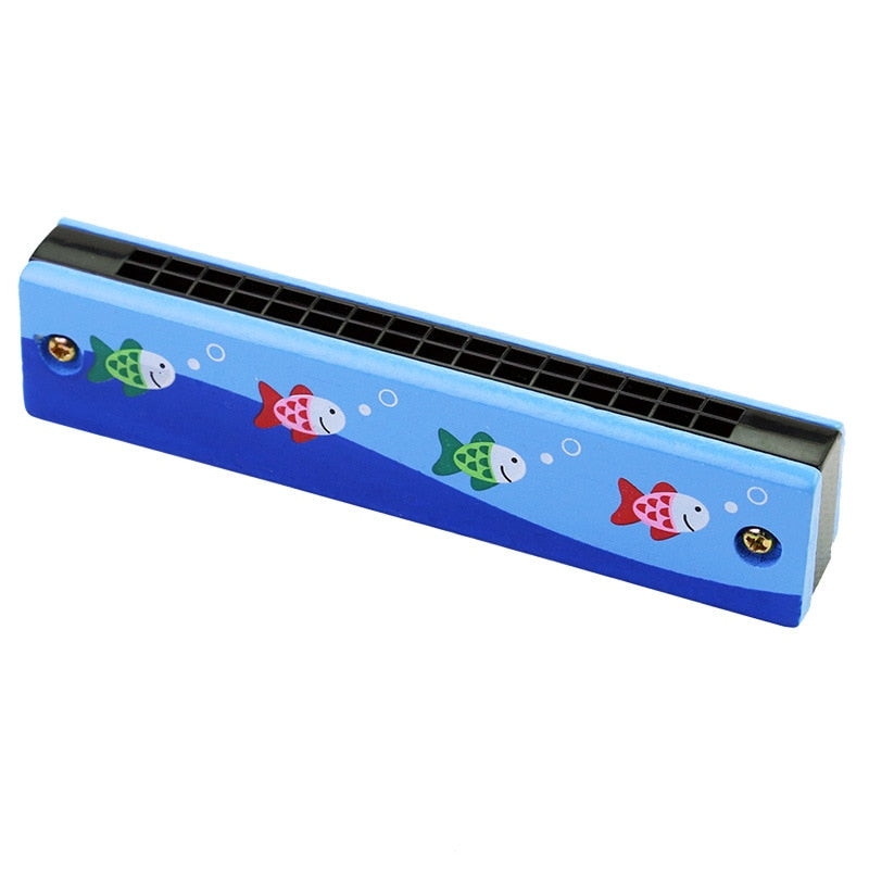 Kids Harmonica Wooden Double Row Blowable Toys - Montessori Vision