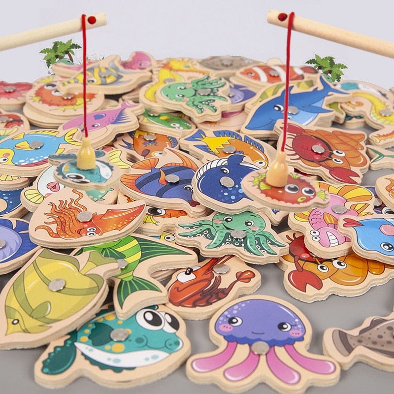 Wooden Magnetic Fishing Game for Kids set #2 , small