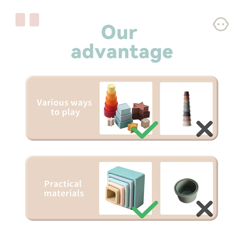 Soft Silicone Stacking Toy - Teething Toy | Montessori Vision