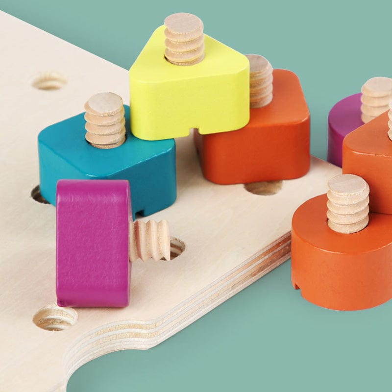 Montessori Wooden Screw Nut Building Blocks Toy - Montessori Vision