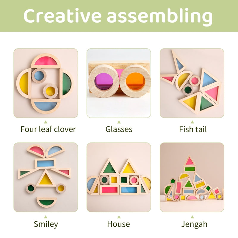 Montessori Assembling Rainbow Building Blocks - Montessori Vision