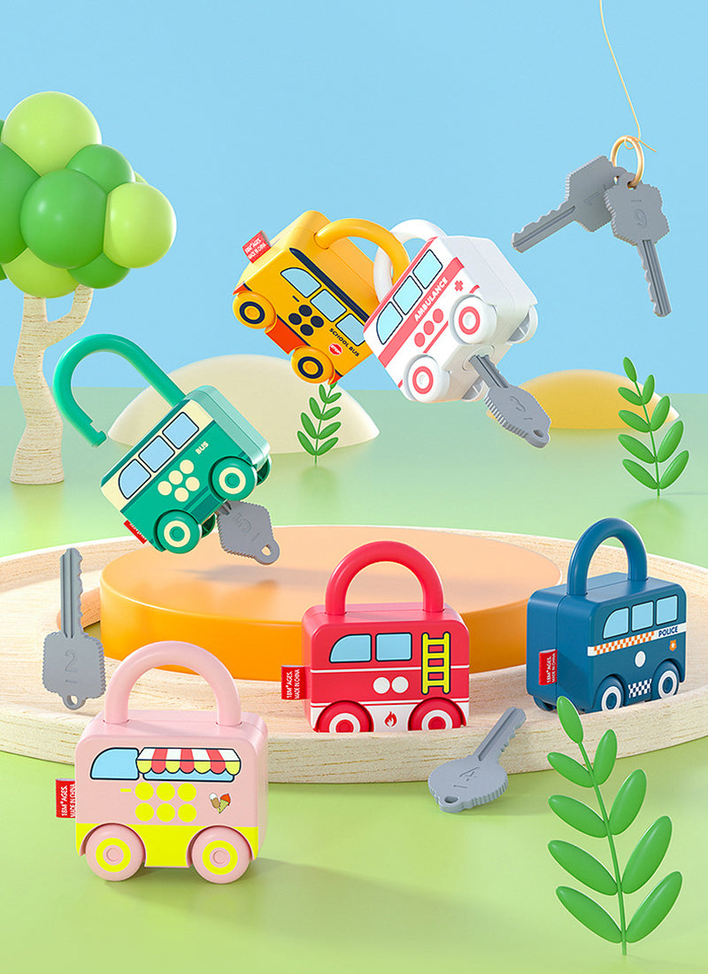 Number Learning Toy Car - Lock & Key Toy Car | Montessori Vision