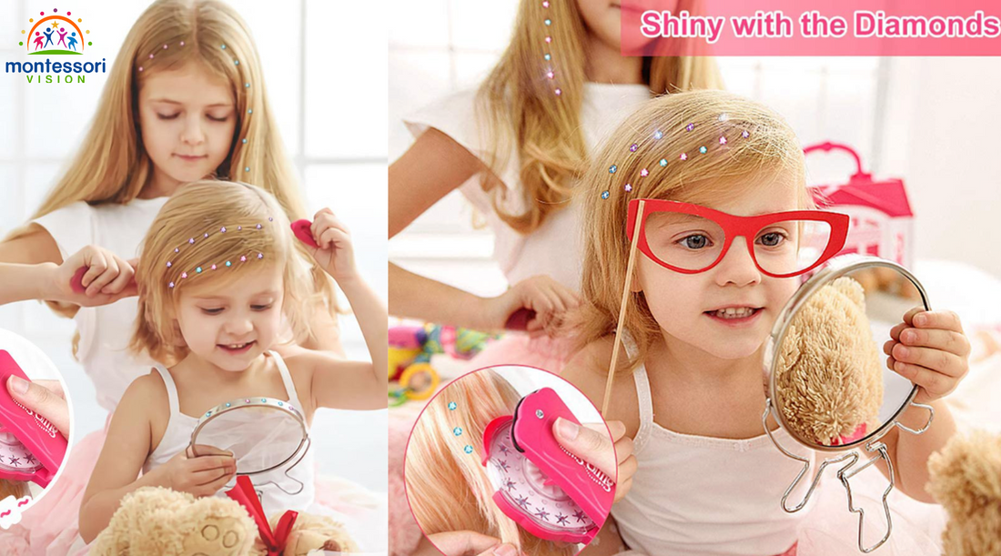 Unleash Creativity with the Shining Diamond Hair Toy and Hair Stapler for Kids' Hairstyling Fun