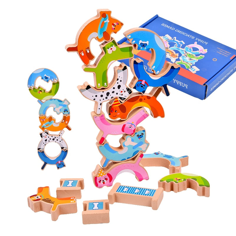 Wooden Kids Animal Balance Building Blocks Toy - Montessori Vision