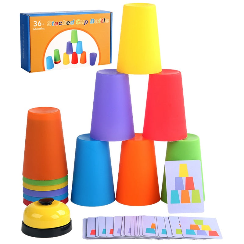 Stacking Cup Game Toys With Card - Montessori Vision