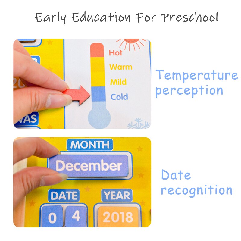 Children's Magnetic Weather Calendar Wooden  Board - Montessori Vision