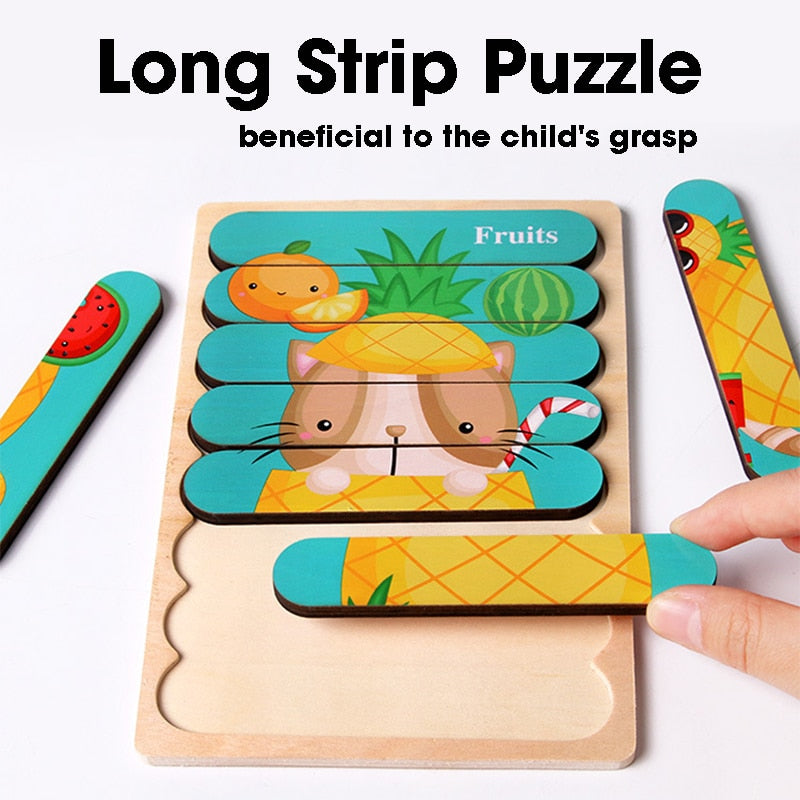 Double-Sided Strip 3D Puzzles Baby Toy - Montessori Vision