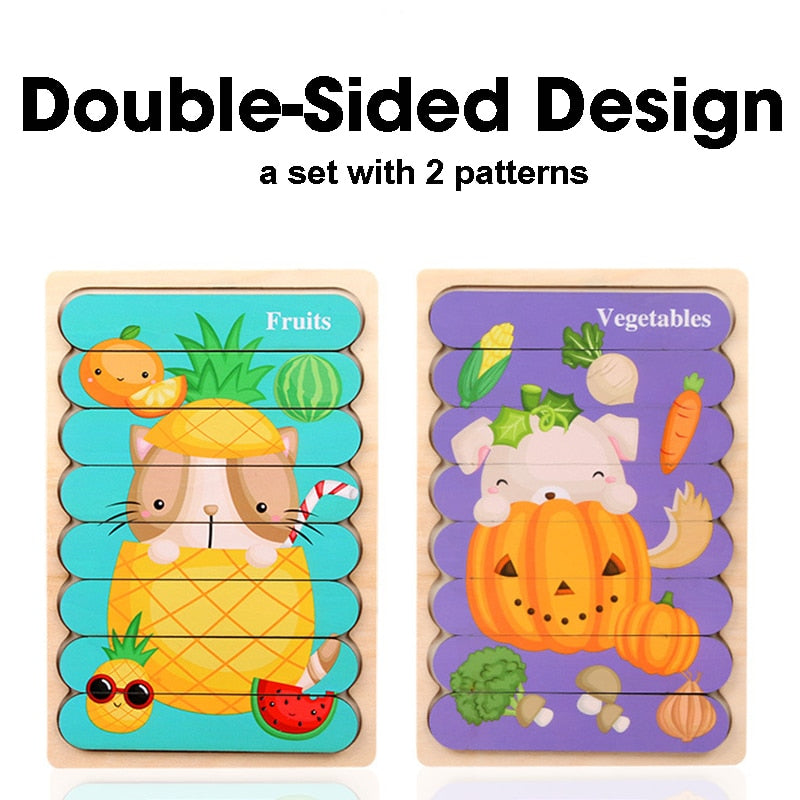 Double-Sided Strip 3D Puzzles Baby Toy - Montessori Vision