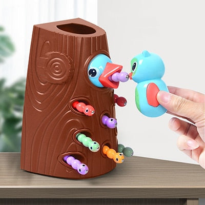 Magnetic Woodpecker Catching Worms Game Toy - Montessori Vision