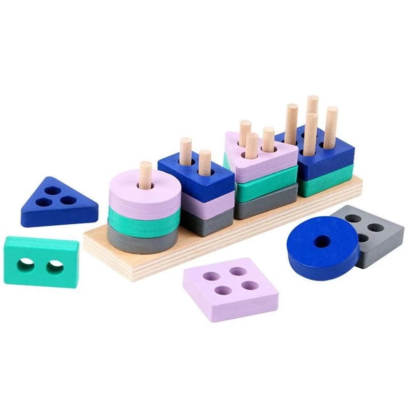 Wooden Building Blocks Kids Puzzle Toys - Montessori Vision