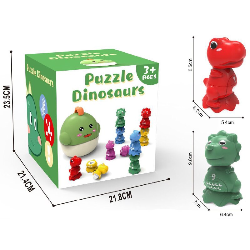 Dinosaur Geometry Sorter Numbers Matching Toy - Montessori Vision