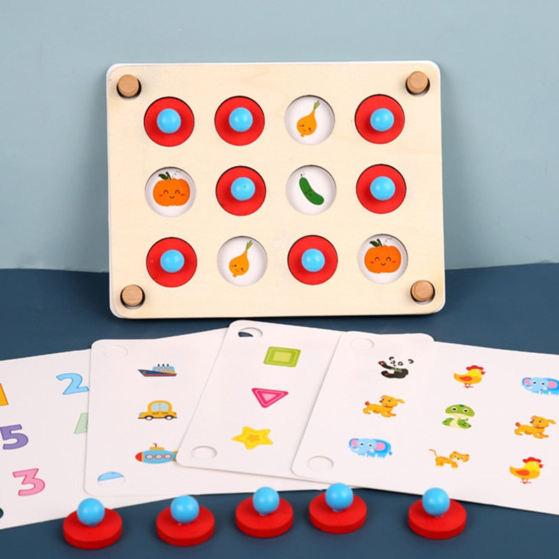Wooden Match Fruit Animals Interactive Toy - Montessori Vision