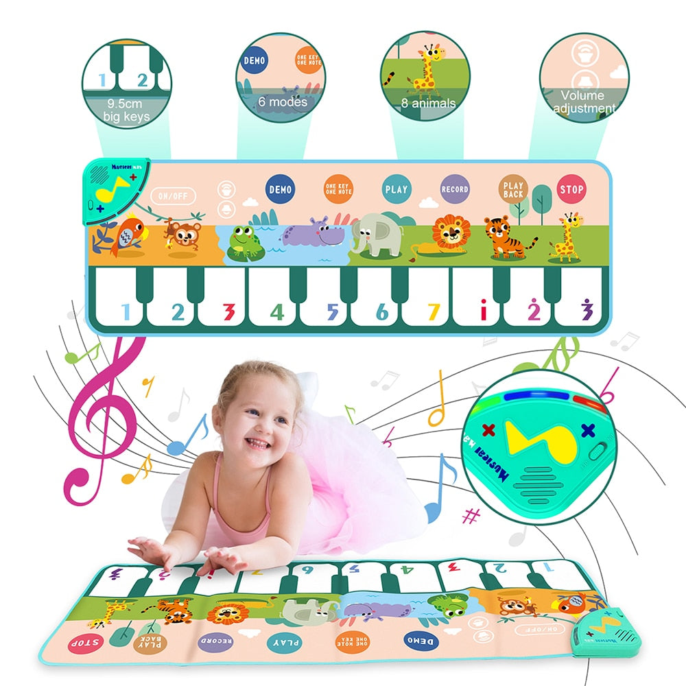 Tapis Musical pour enfants, tapis de musique monde océan, tapis clignotant,  Piano, jeu de musique, Instrument, jouet Montessori pour bébé