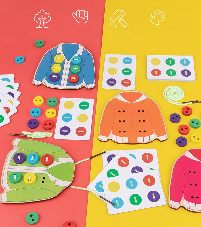 Montessori Sew Button To Shirt Toy - Montessori Vision