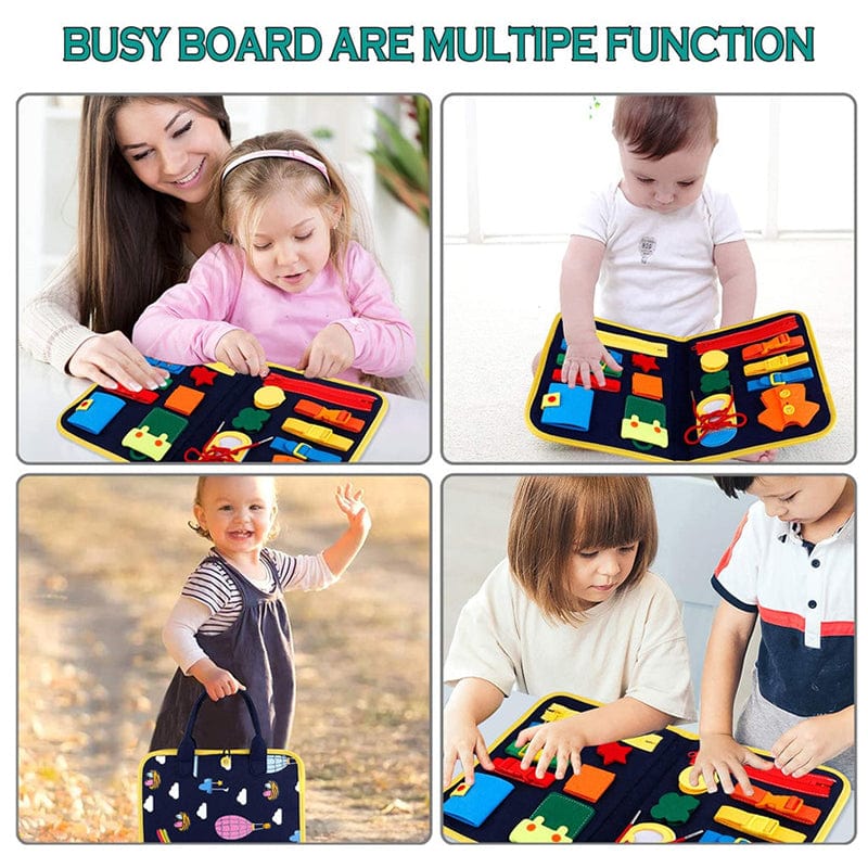  Toddler Busy Board - Montessori Fine Motor Skills Toy - Zipper  Buckle Button Shoe Tying Practice Board - Sensory Activity Busy Board for  Toddlers - Soft Felt Travel Learning Toys for