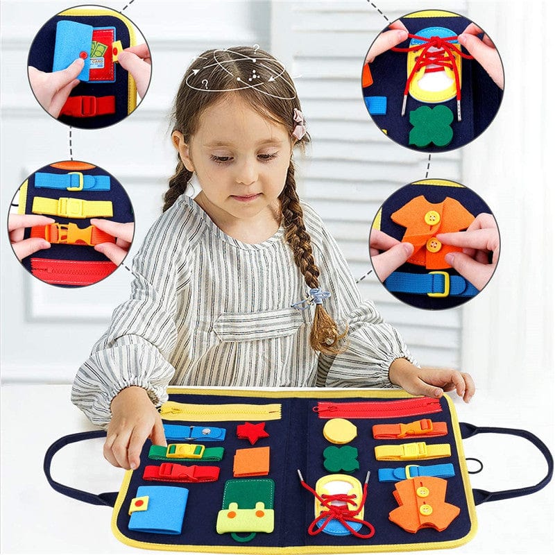Kids Zip Button Snap Buckle Tie Lace Early Educational Toy