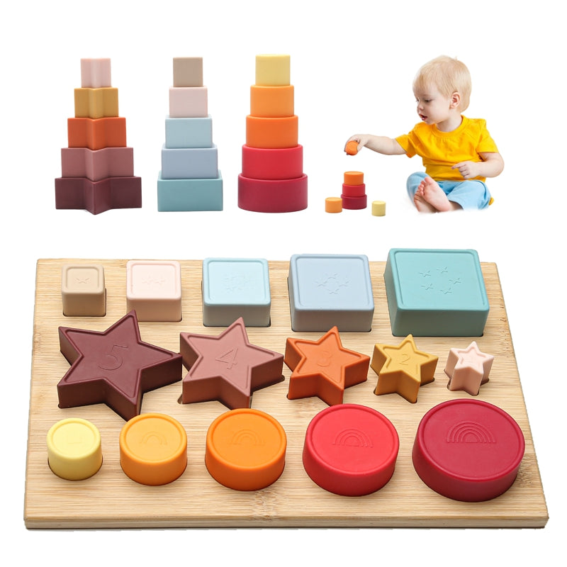 Soft Silicone Stacking Toy - Teething Toy | Montessori Vision