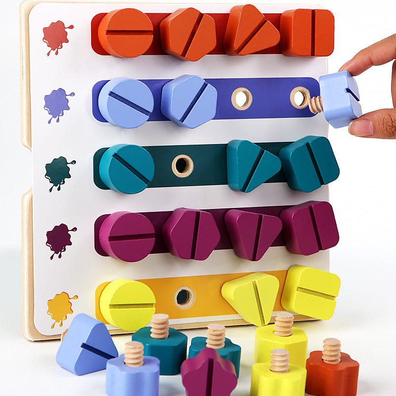 Montessori Wooden Screw Nut Building Blocks Toy - Montessori Vision