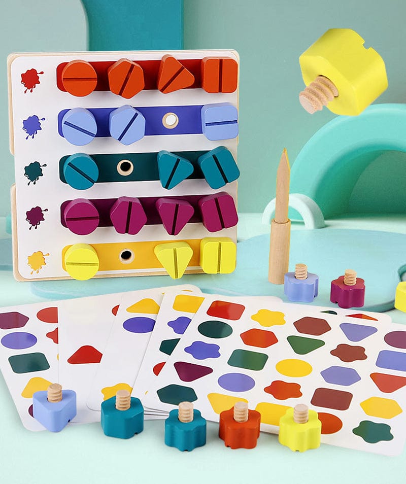 Montessori Wooden Screw Nut Building Blocks Toy - Montessori Vision