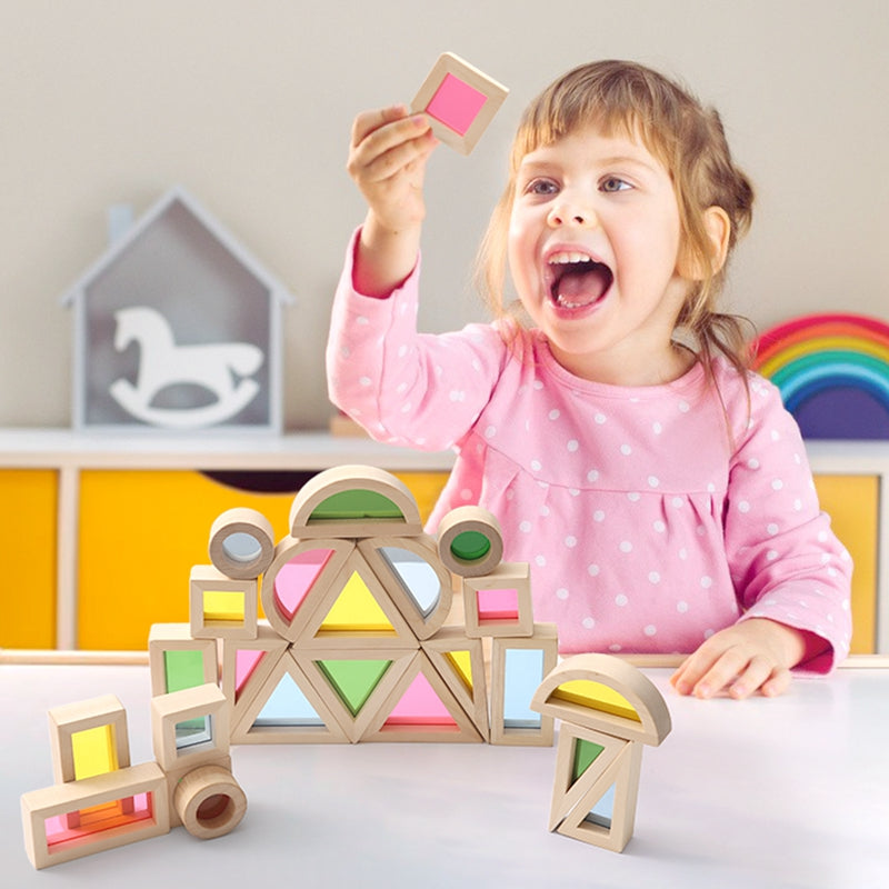 Assembling Rainbow Building Blocks - Blocks Set | Montessori Vision