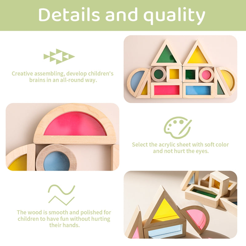 Montessori Assembling Rainbow Building Blocks - Montessori Vision