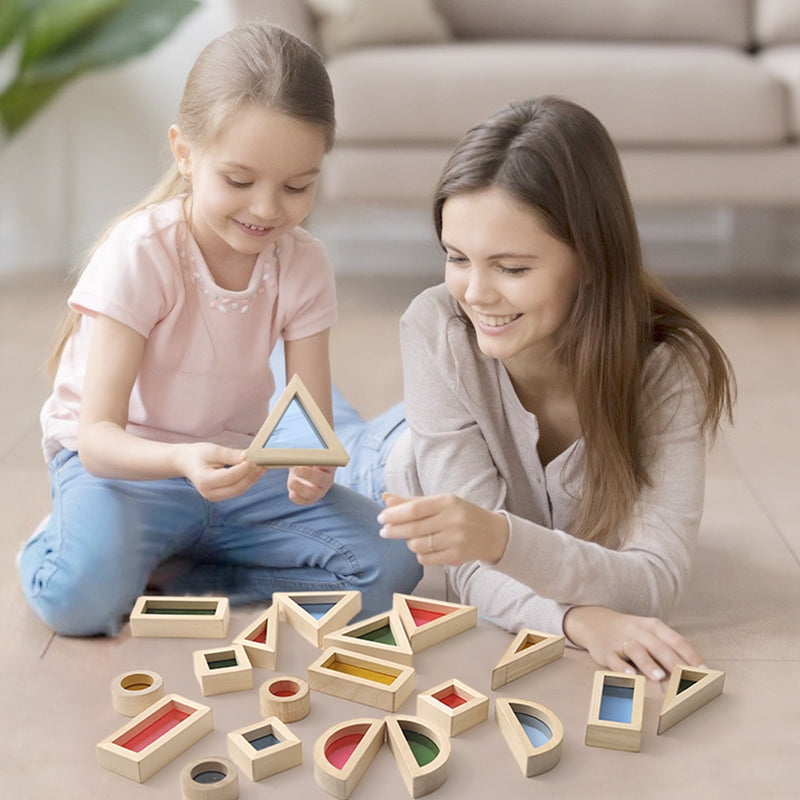 Montessori Assembling Rainbow Building Blocks - Montessori Vision